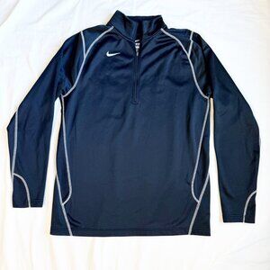 Nike Therma-Fit Black Quarter-Zip Pullover Mens Medium Warm Fleece Lined Shirt